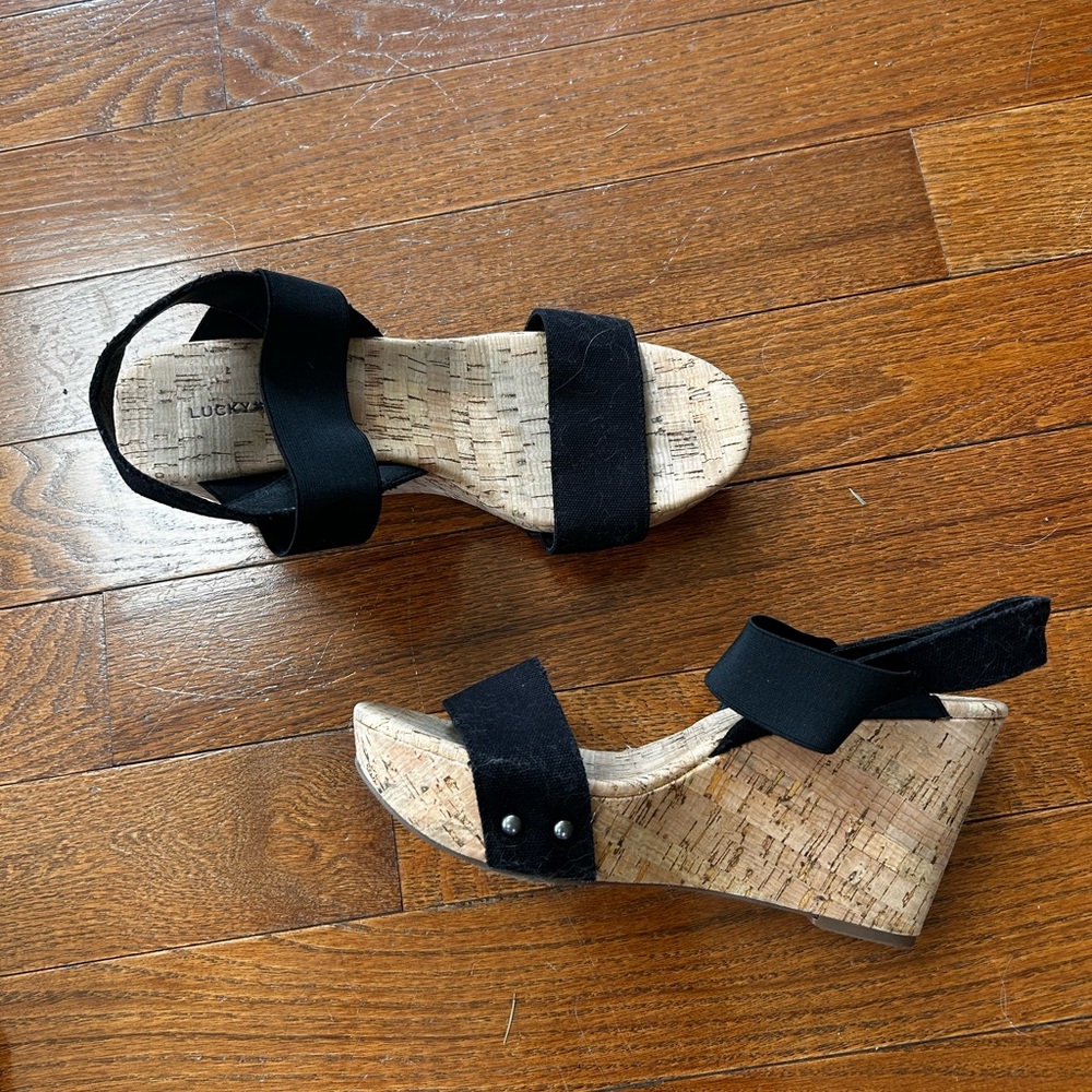 Black Wedge Sandals